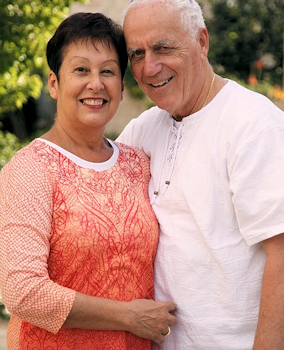 senior couple in orange and white olathe ks